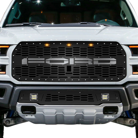 Steel Grille for Ford Raptor SVT ('17-'20) - FORD w/ STAINLESS STEEL UNDERLAY