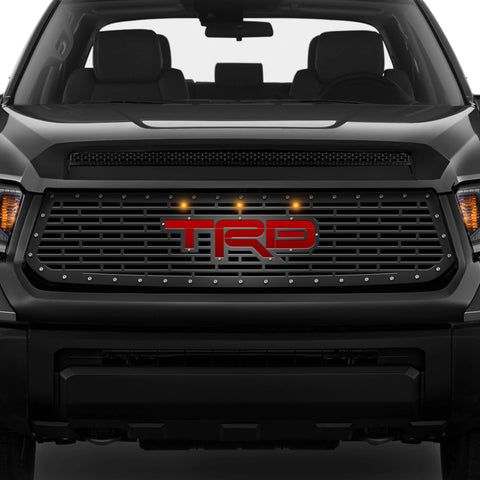 Toyota Tundra Steel Grille ('14-'17) Red TRD with 3 Amber Lights