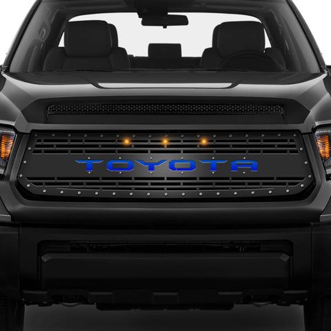 Toyota Tundra Steel Grille ('14-'17) Blue TOYOTA with LED Lights