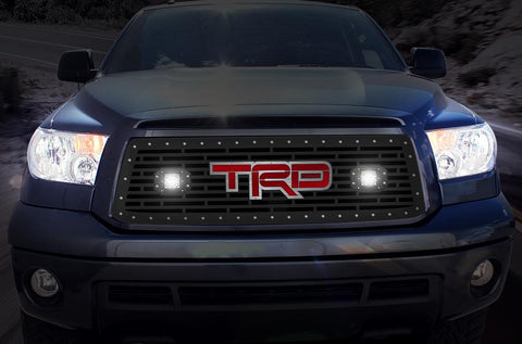 Toyota Tundra Grille ('10-'13) Red & Silver TRD w/ LED Light Pods - RacerX Customs