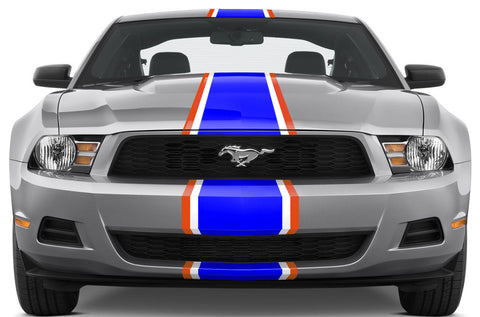 Ford Mustang Racing Stripes Graphic Kit (2010-2014) RED, WHITE & BLUE - RacerX Customs