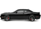 Black Dodge Challenger with Grey RT Stripes Decals against a white background