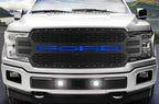 Ford F150 Black Steel Grille ('18-'20) FORD with BLUE Acrylic Underlay