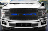 Ford F150 Black Steel Grille ('18-'20) FORD with BLUE Acrylic Underlay