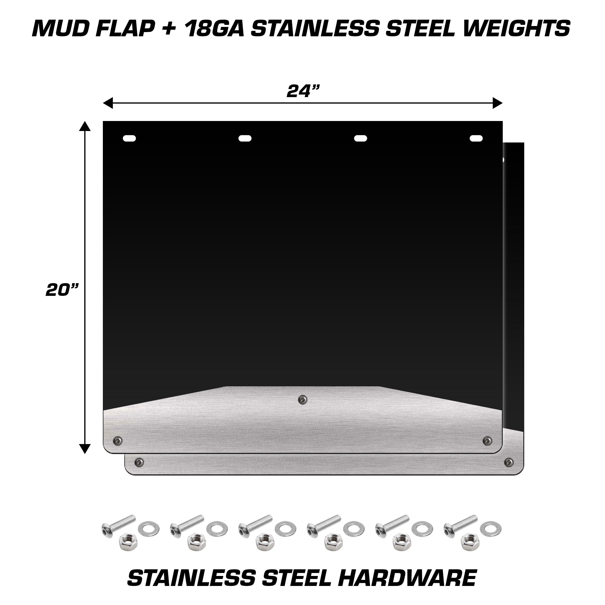 Mud Flap Splash Guards for Semi-Trucks with Stainless Steel Weights - Brushed Stainless Steel - RacerX Customs | Auto Graphics, Truck Grilles and Accessories