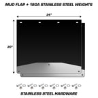 Mud Flap Splash Guards for Semi-Trucks with Stainless Steel Weights - Smooth Stainless Steel - RacerX Customs | Auto Graphics, Truck Grilles and Accessories