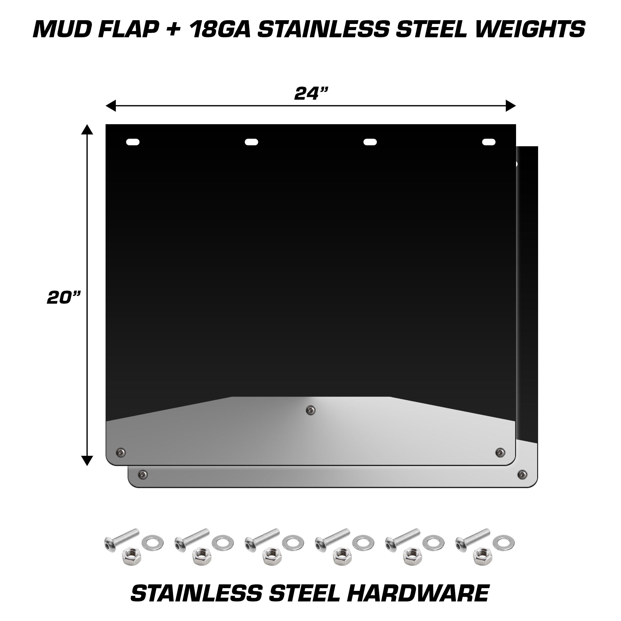 Mud Flap Splash Guards for Semi-Trucks with Stainless Steel Weights - Smooth Stainless Steel - RacerX Customs | Auto Graphics, Truck Grilles and Accessories