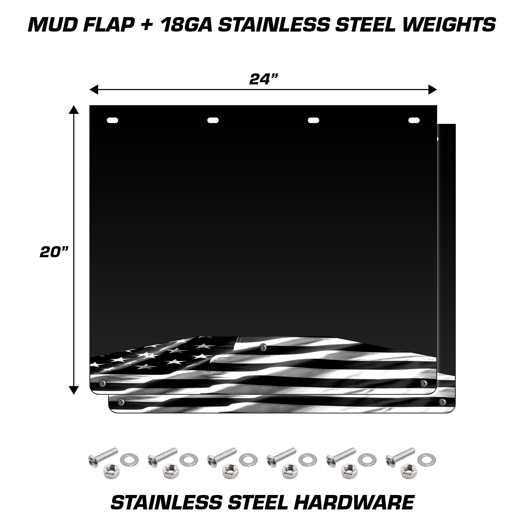 Mud Flap Splash Guards for Semi-Trucks with Stainless Steel Weights - Subdued
