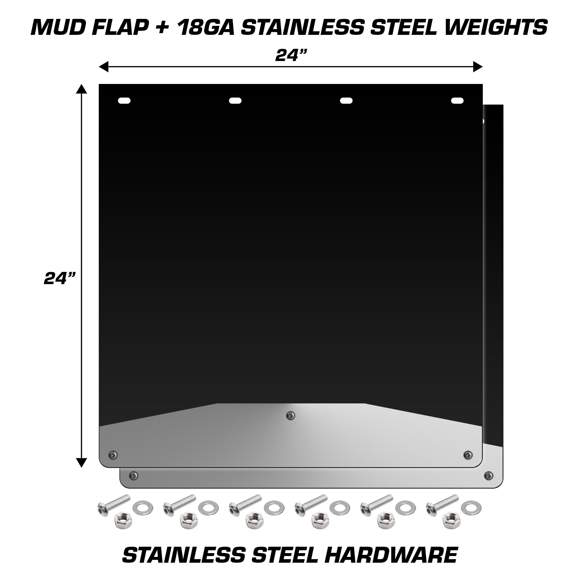 Mud Flap Splash Guards for Semi-Trucks with Stainless Steel Weights - Smooth Stainless Steel - RacerX Customs | Auto Graphics, Truck Grilles and Accessories