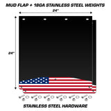 Mud Flap Splash Guards for Semi-Trucks with Stainless Steel Weights - Stars & Stripes