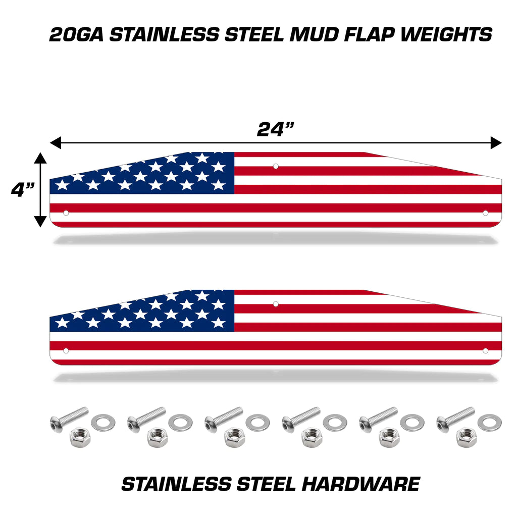 Mud Flap Splash Guards for Semi-Trucks with Stainless Steel Weights - Stars & Stripes