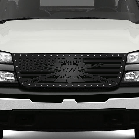 Chevy Silverado 1500/2500 Steel Grille ('03-'07) LIBERTY or DEATH - RacerX Customs | Auto Graphics, Truck Grilles and Accessories
