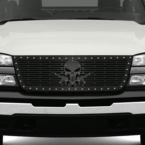 Chevy 1500/2500 Steel Grille ('03-'07) PUNISHER AR-15 - RacerX Customs | Auto Graphics, Truck Grilles and Accessories