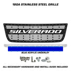 Chevy 1500/2500 Stainless Steel Grille ('03-'07) Blue Silverado - RacerX Customs | Auto Graphics, Truck Grilles and Accessories