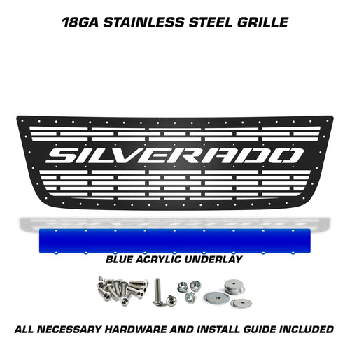 Chevy 1500/2500 Stainless Steel Grille ('03-'07) Blue Silverado - RacerX Customs | Auto Graphics, Truck Grilles and Accessories