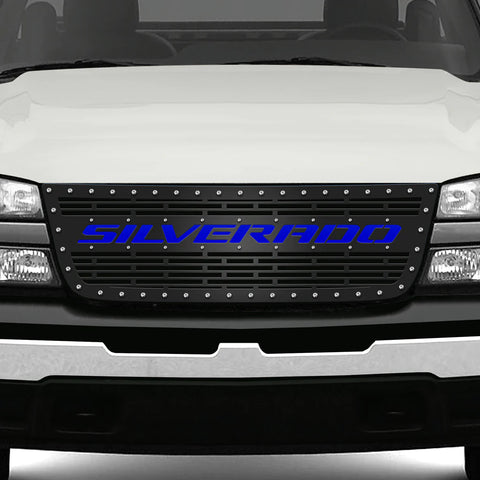 Chevy 1500/2500 Stainless Steel Grille ('03-'07) Blue Silverado - RacerX Customs | Auto Graphics, Truck Grilles and Accessories