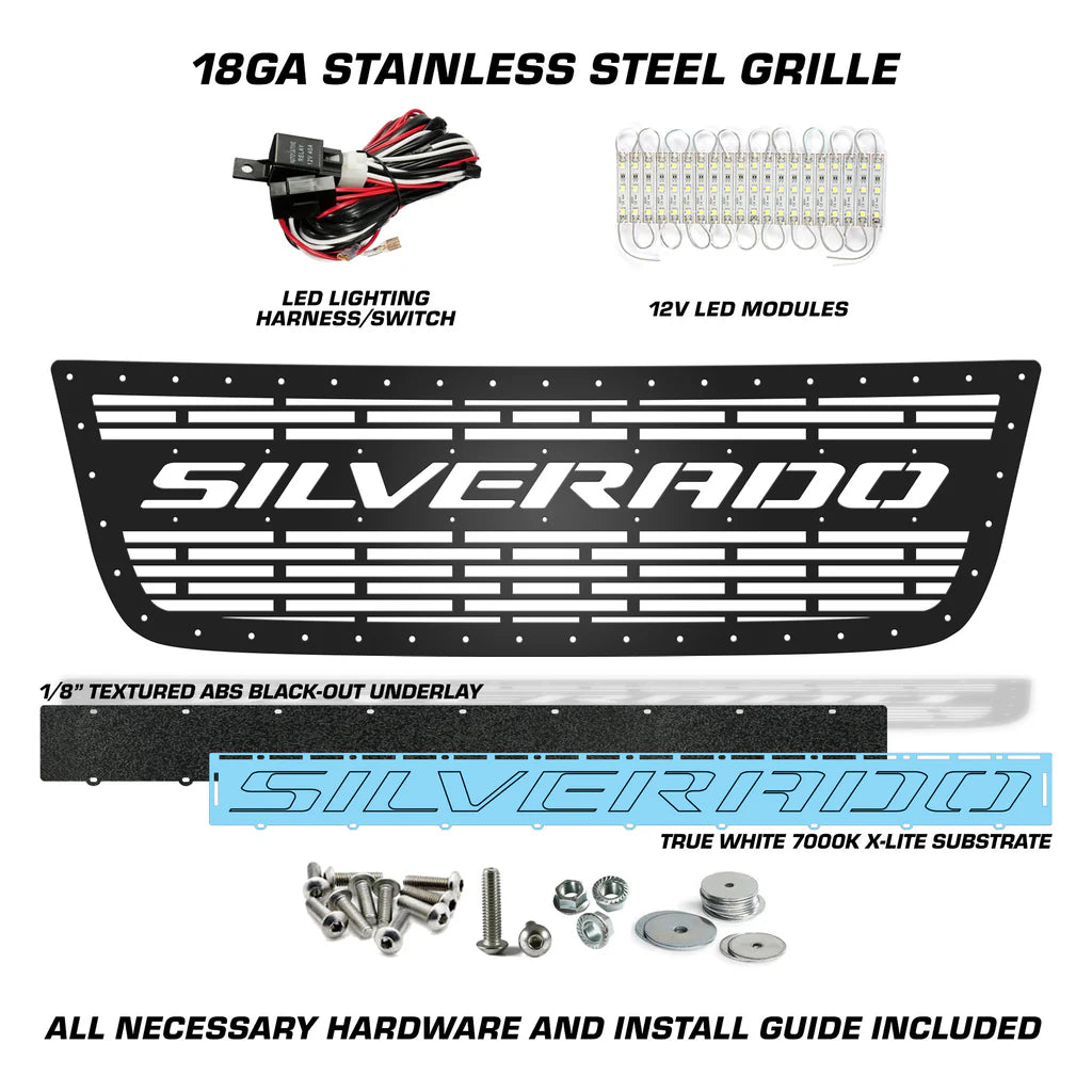Chevy 1500/2500 Grille w/ LED X-Lite ('03-'07) SILVERADO - RacerX Customs | Auto Graphics, Truck Grilles and Accessories