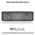 Satin black Marine Camo stainless steel grille with a wavy cutout pattern and mounting hardware for 2015–2019 Chevy Silverado 2500/3500.