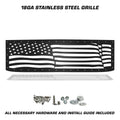 Satin-black Wavy Flag grille for 2015–2019 Chevy Silverado 2500/3500 with included mounting hardware.
