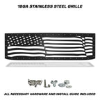 Satin-black Wavy Flag grille for 2015–2019 Chevy Silverado 2500/3500 with included mounting hardware.