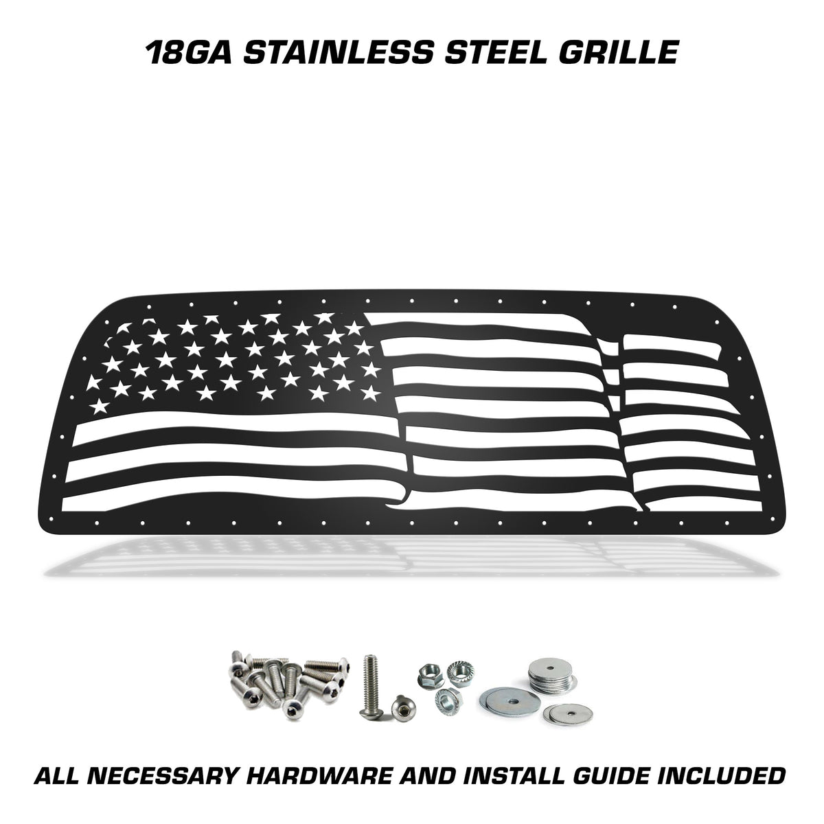 Dodge Ram 2500/3500 Steel Grille ('13-'18) USA Wavy Flag - RacerX Customs | Auto Graphics, Truck Grilles and Accessories