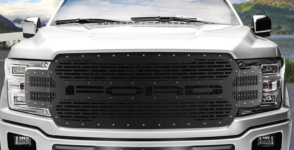 Ford F150 Black Steel Grille ('18-'20) FORD Pattern - RacerX Customs | Auto Graphics, Truck Grilles and Accessories