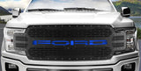 Ford F150 Black Steel Grille ('18-'20) FORD with BLUE Acrylic Underlay