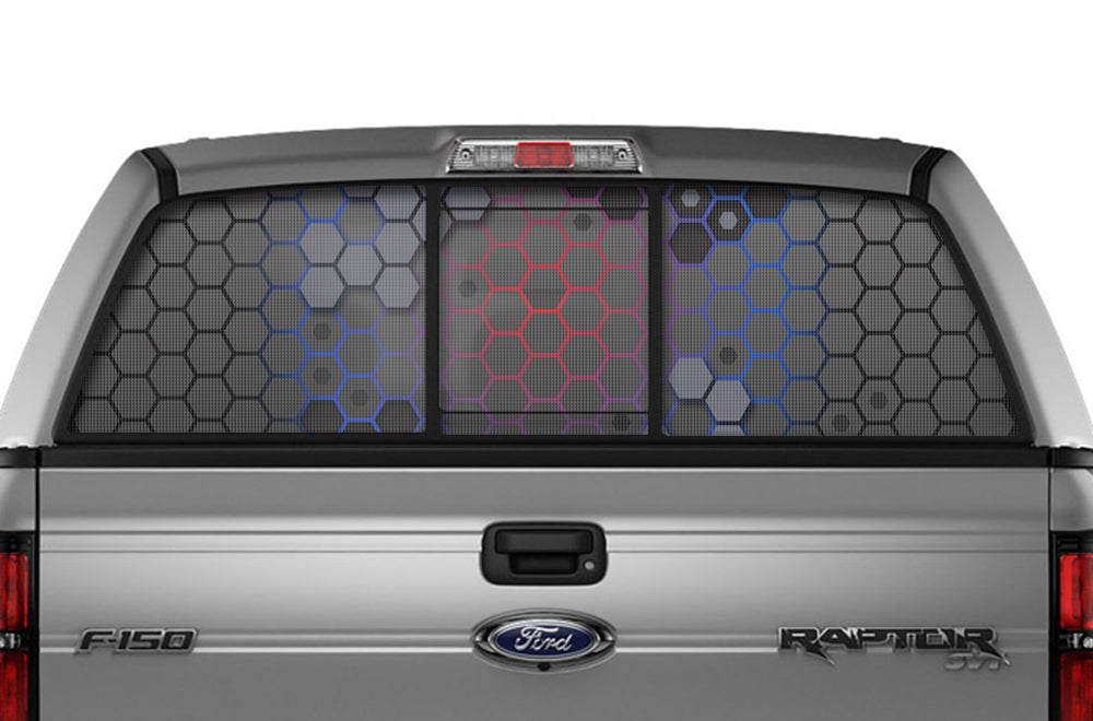 Ford Raptor F150 Rear Window Decal Graphics ('09-'14) HEXED - RacerX Customs | Auto Graphics, Truck Grilles and Accessories