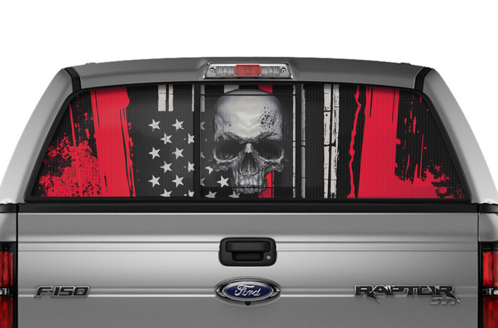 Ford Raptor Rear Window Decal Graphics ('09-'14) Red Line Skull - RacerX Customs | Auto Graphics, Truck Grilles and Accessories