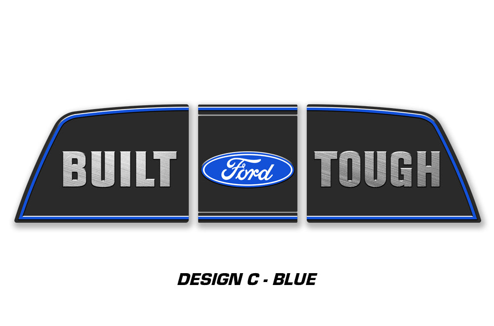 Ford Raptor F150 Rear Window Decal Graphics ('09-'14) BUILT TOUGH - BLUE - RacerX Customs | Auto Graphics, Truck Grilles and Accessories