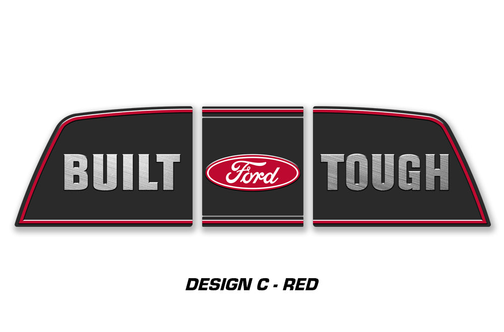 Ford Raptor F150 Rear Window Decal Graphics ('09-'14) BUILT TOUGH - RED - RacerX Customs | Auto Graphics, Truck Grilles and Accessories
