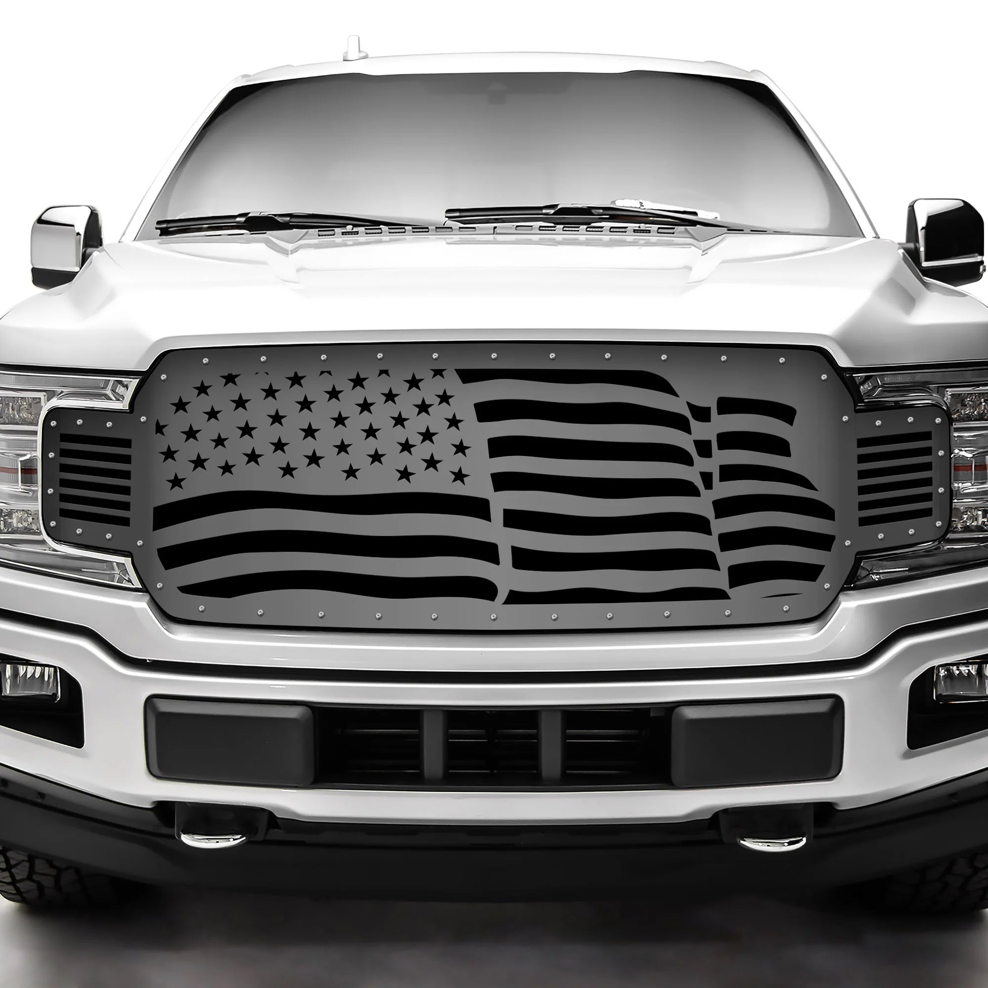 Ford F150 Black Steel Grille ('18-'20) Waving Flag Pattern