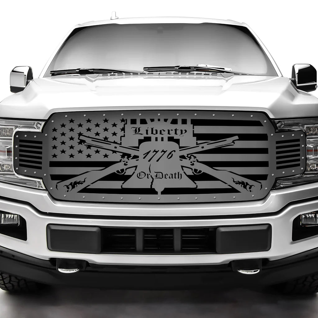 Ford F150 Black Steel Grille ('18-'20) Liberty or Death Pattern
