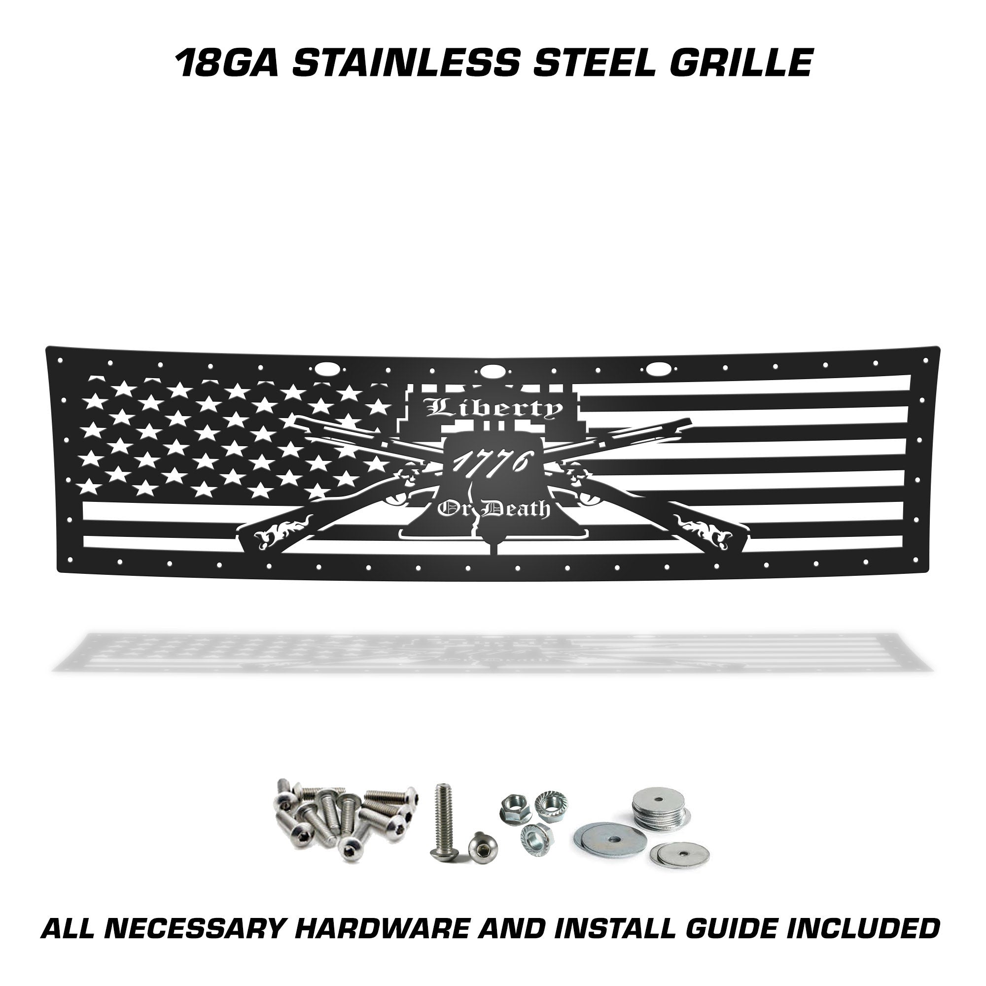 Ford Raptor Grille ('10-'14) Black Steel, LIBERTY or DEATH - RacerX Customs | Auto Graphics, Truck Grilles and Accessories