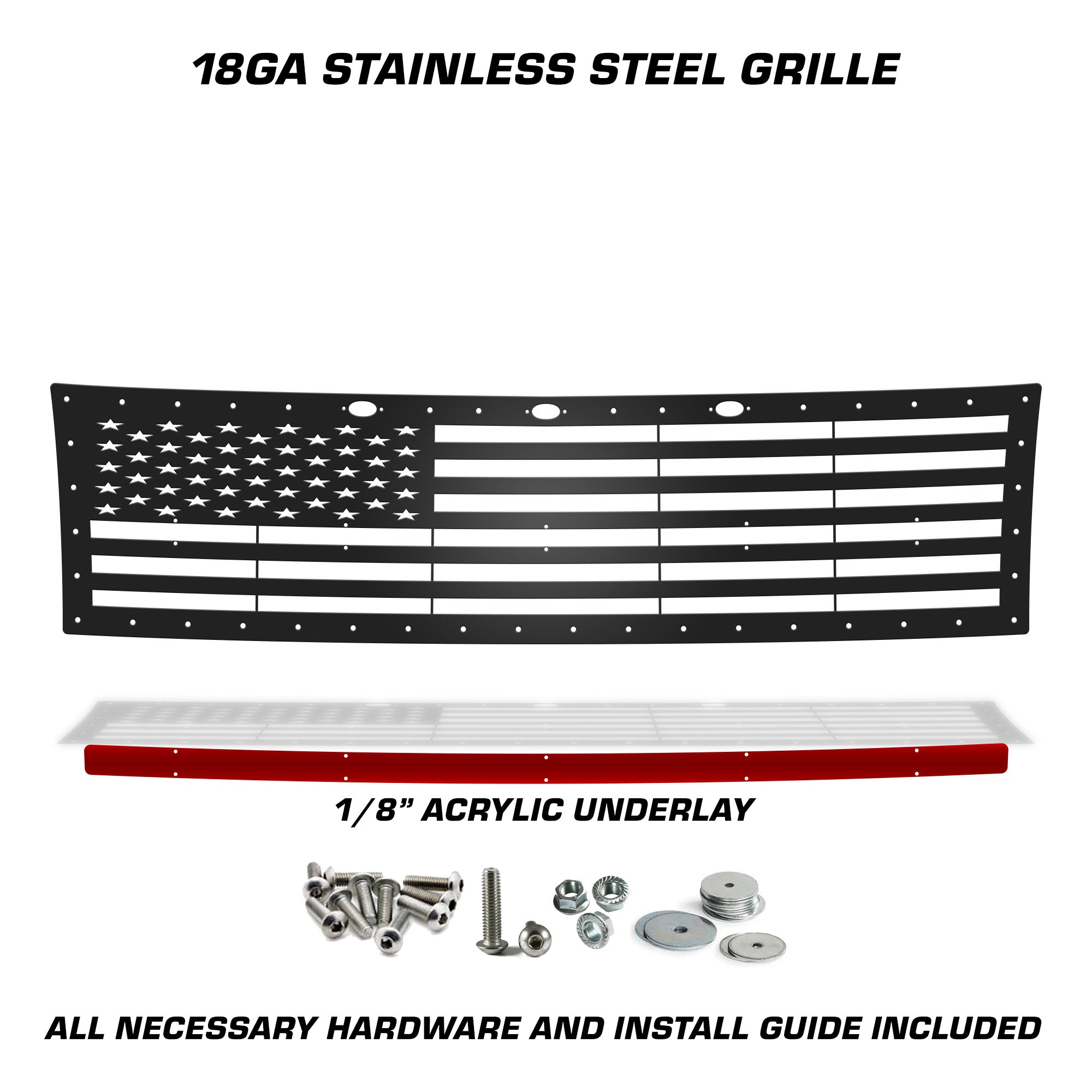 Ford Raptor Grille ('10-'14) Black Steel, Thin Red Line / w Acrylic Underlay - RacerX Customs | Auto Graphics, Truck Grilles and Accessories