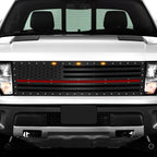 Ford Raptor Grille ('10-'14) Black Steel, Thin Red Line / w Acrylic Underlay - RacerX Customs | Auto Graphics, Truck Grilles and Accessories