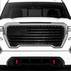 GMC Sierra Grille ('19-'21) Black Steel with PRINTED Distress AMERICAN FLAG
