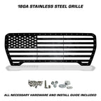 GMC Sierra Grille ('19-'21) Black Steel with PRINTED Distress AMERICAN FLAG
