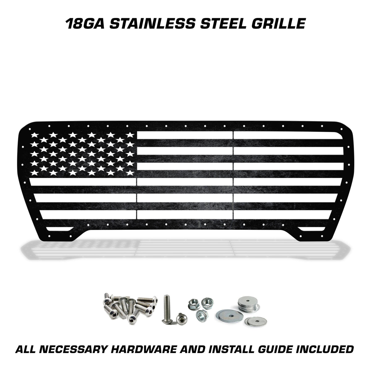 GMC Sierra Grille ('19-'21) Black Steel with PRINTED Distress AMERICAN FLAG