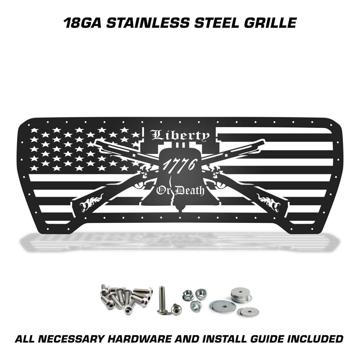 GMC Sierra Grille ('19-'21) Black Steel with Liberty or Death Pattern