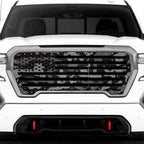 GMC Sierra Grille ('19-'21) Black Steel with PRINTED Subdued Camo on AMERICAN FLAG