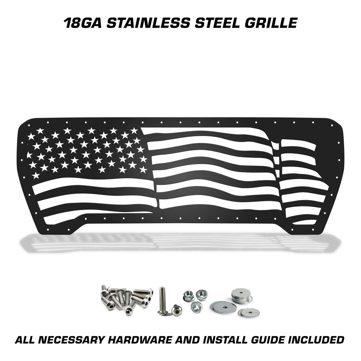 GMC Sierra Grille ('19-'21) Black Steel with USA FLAG Pattern
