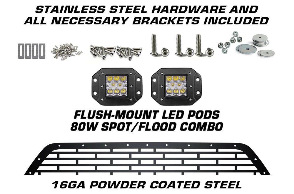 Ford F150 Black Steel Grille ('18-'20) Lower Bumper with LED pods