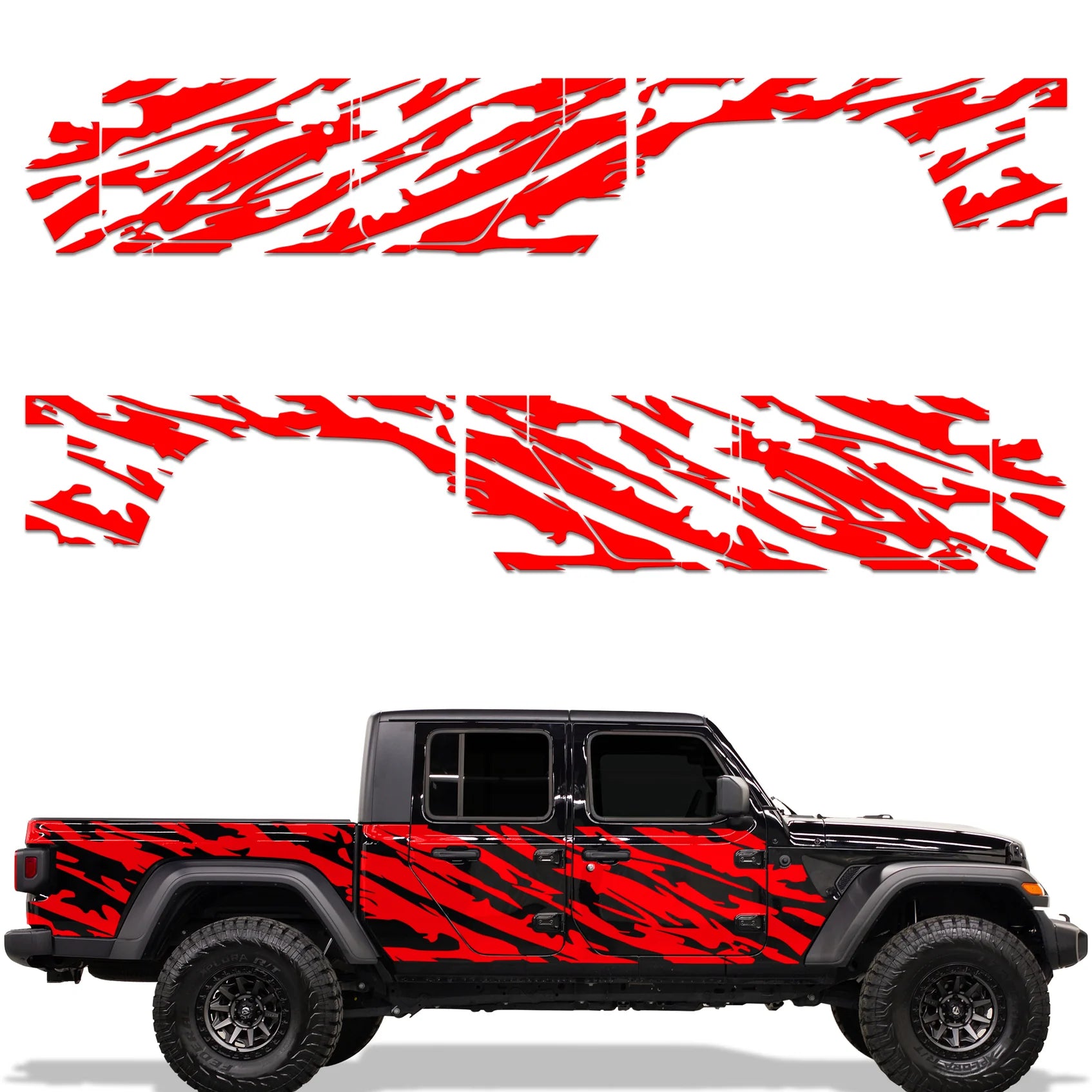 Jeep Gladiator 4-Door Vinyl Panel ('18-'22) WAVY design - RacerX Customs | Auto Graphics, Truck Grilles and Accessories
