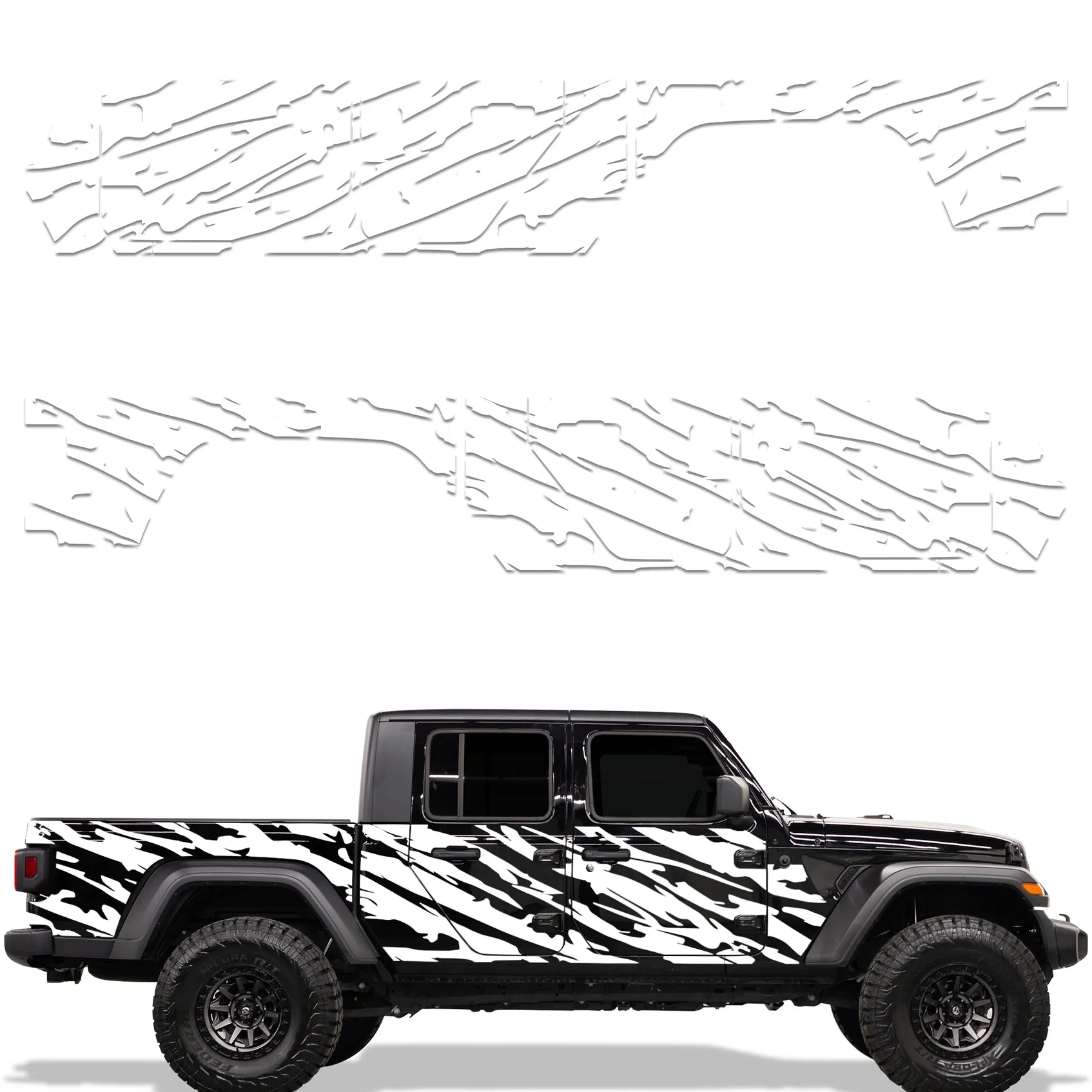 Jeep Gladiator 4-Door Vinyl Panel ('18-'22) WAVY design - RacerX Customs | Auto Graphics, Truck Grilles and Accessories