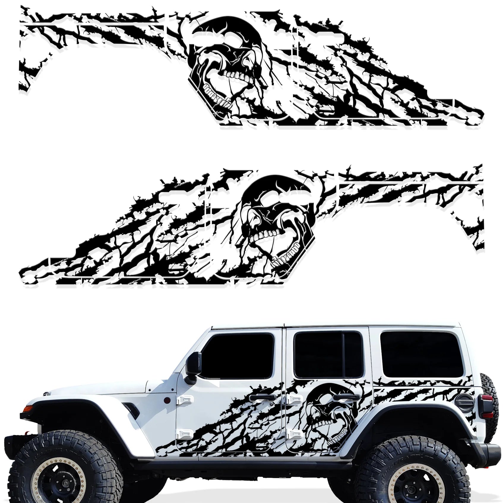 Jeep Wrangler 4-Door JL Vinyl Panel ('18-'22) Nightmare design - RacerX Customs | Auto Graphics, Truck Grilles and Accessories