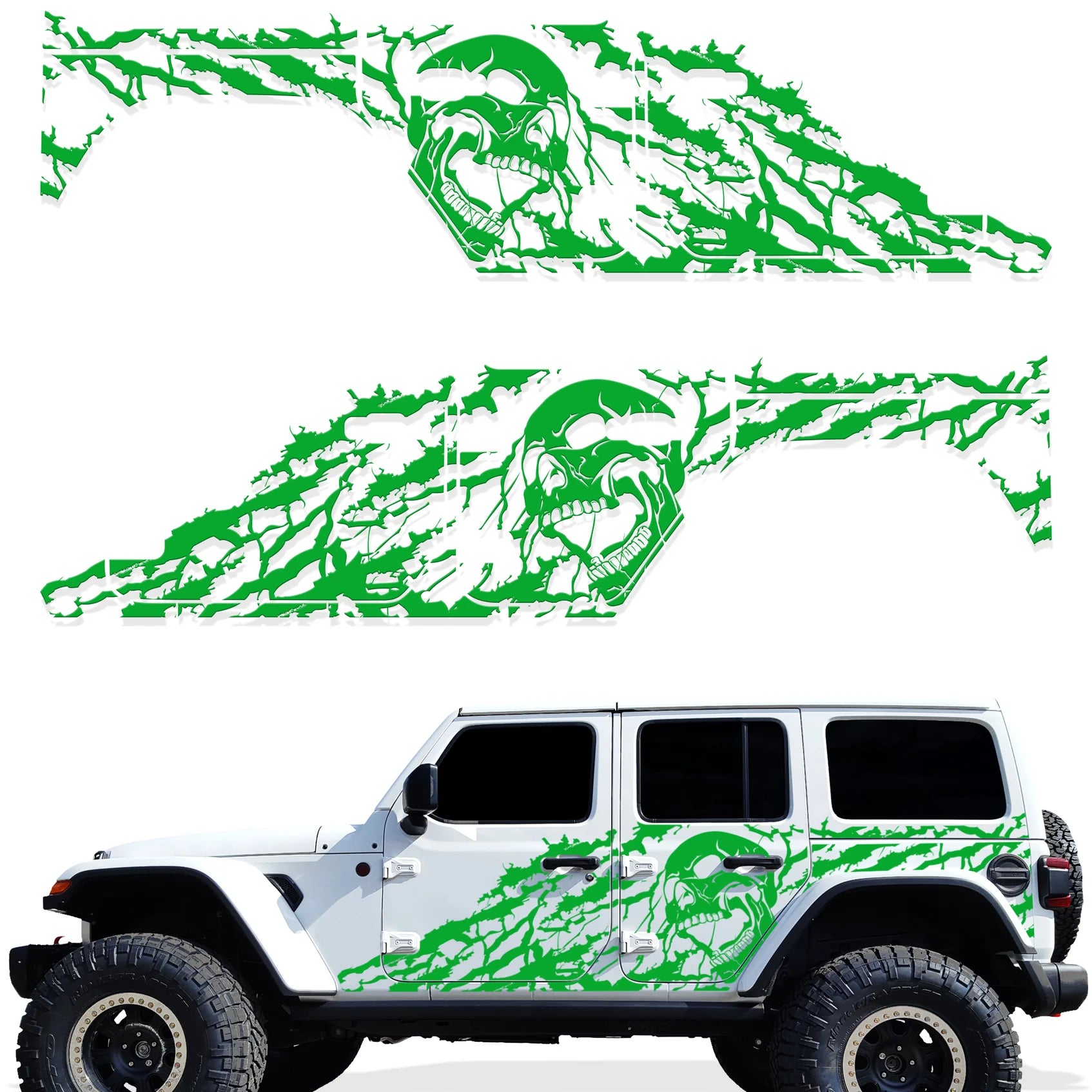 Jeep Wrangler 4-Door JL Vinyl Panel ('18-'22) Nightmare design - RacerX Customs | Auto Graphics, Truck Grilles and Accessories