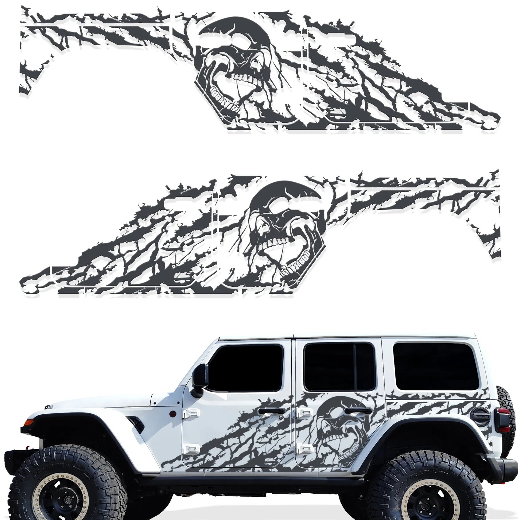 Jeep Wrangler 4-Door JL Vinyl Panel ('18-'22) Nightmare design - RacerX Customs | Auto Graphics, Truck Grilles and Accessories