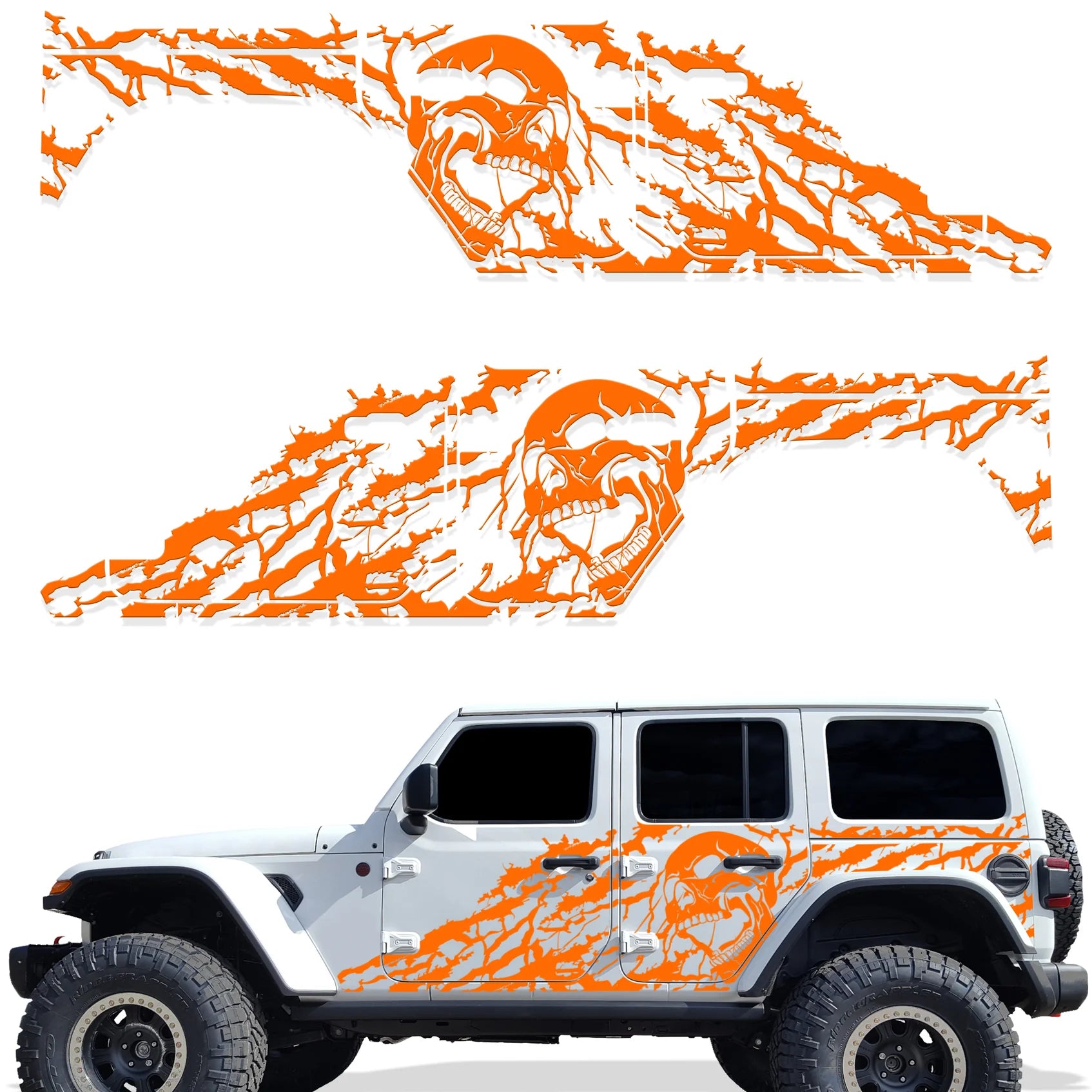 Jeep Wrangler 4-Door JL Vinyl Panel ('18-'22) Nightmare design - RacerX Customs | Auto Graphics, Truck Grilles and Accessories