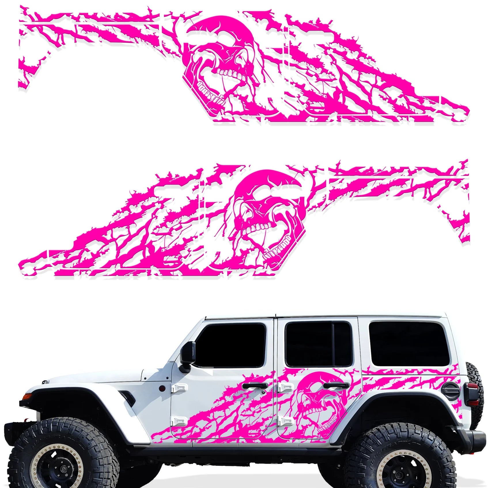 Jeep Wrangler 4-Door JL Vinyl Panel ('18-'22) Nightmare design - RacerX Customs | Auto Graphics, Truck Grilles and Accessories